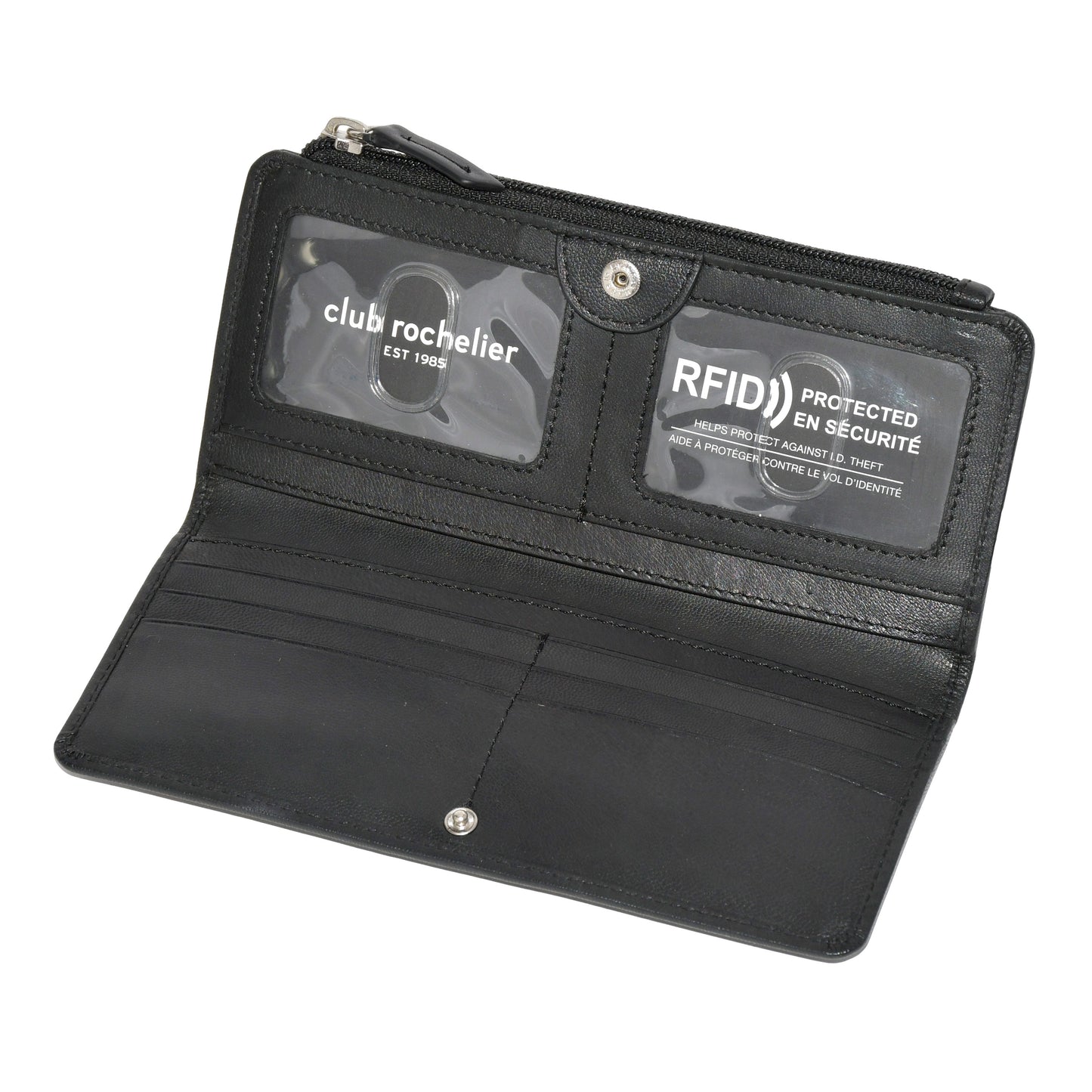 Ladies' Slim Clutch Wallet With Top Zipper