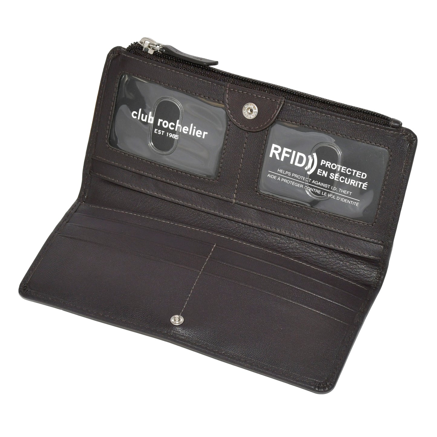 Ladies' Slim Clutch Wallet With Top Zipper