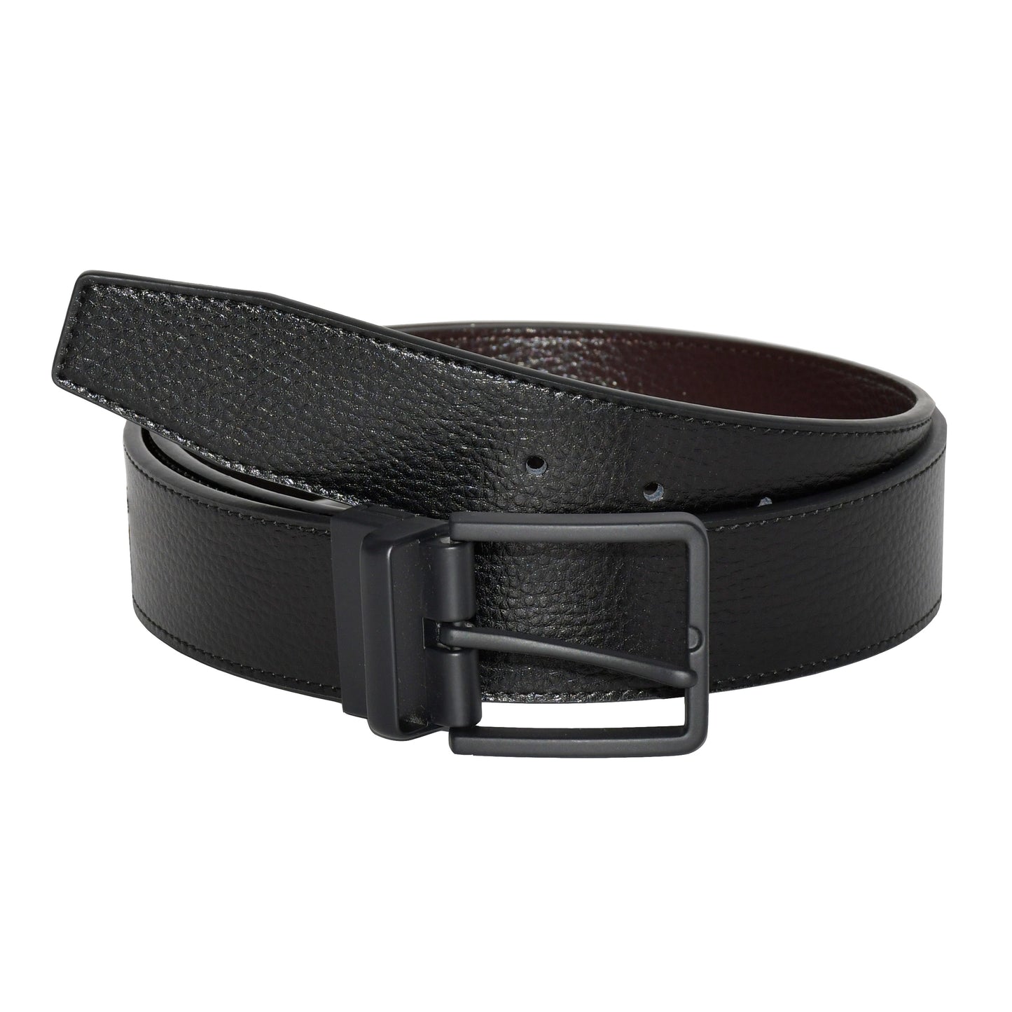 Reversible Leather Belt WIth Matte Black Hardware