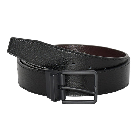 Reversible Leather Belt WIth Matte Black Hardware