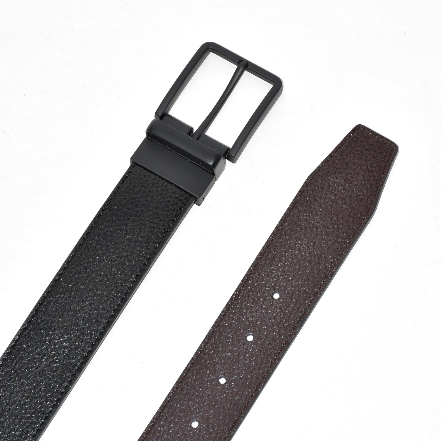 Reversible Leather Belt WIth Matte Black Hardware