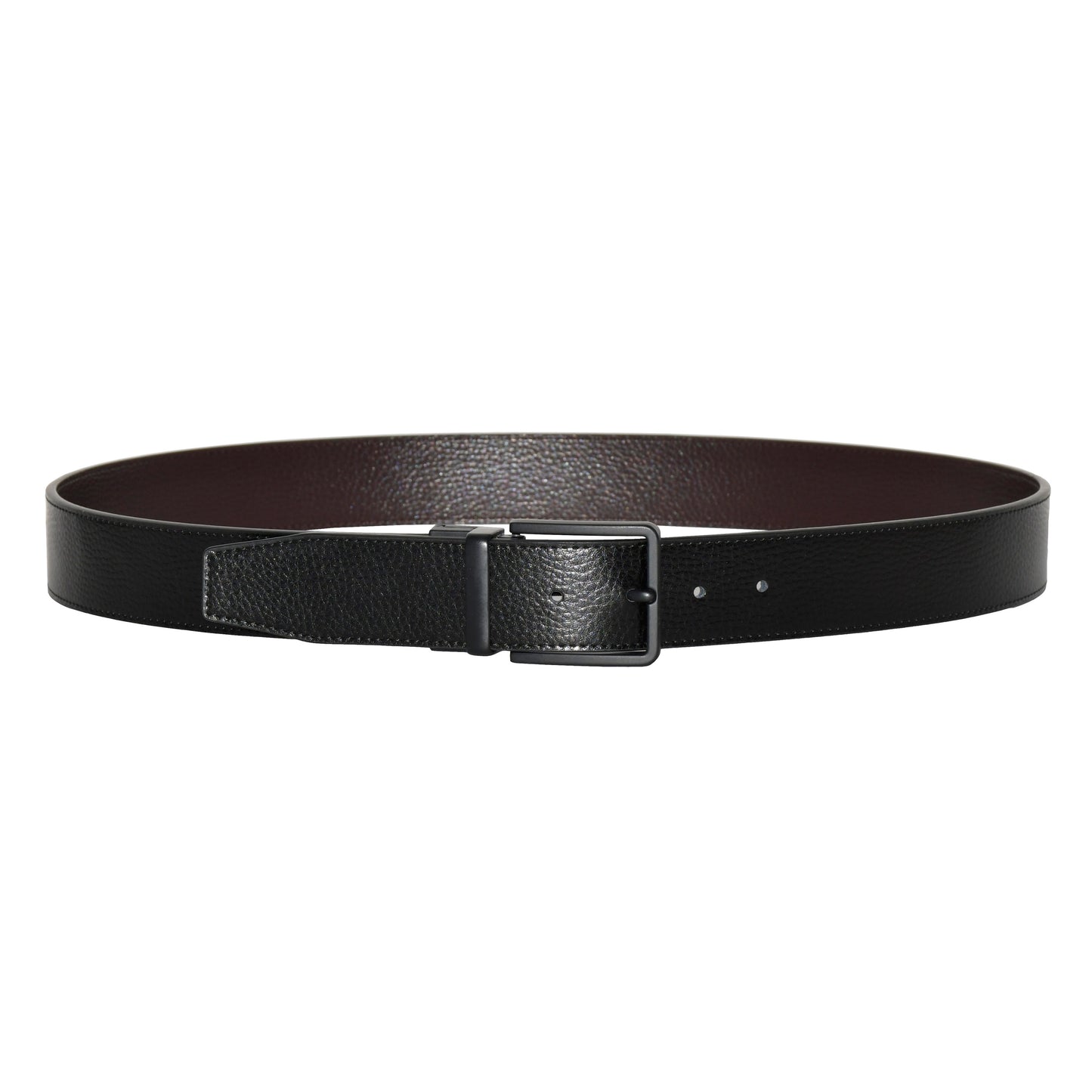 Reversible Leather Belt WIth Matte Black Hardware