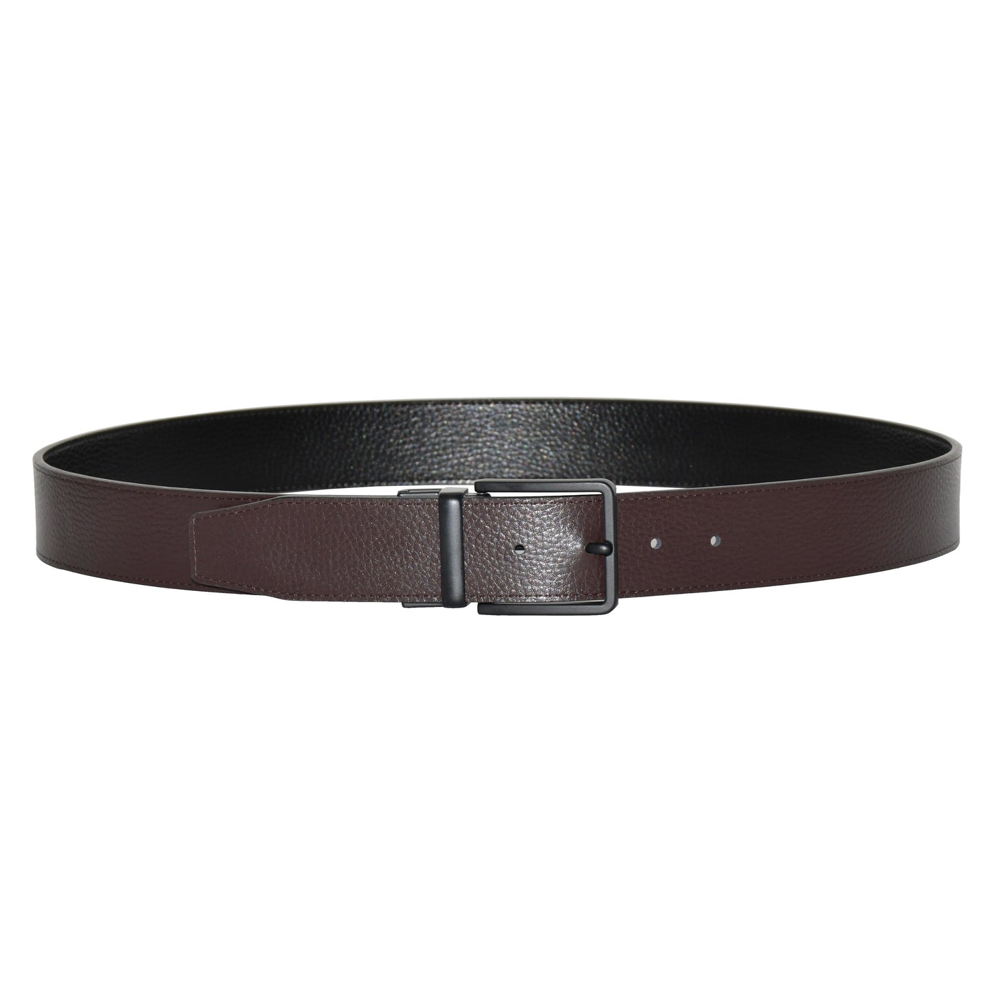 Reversible Leather Belt WIth Matte Black Hardware