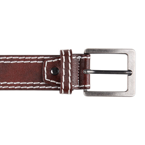 Belt with Contrast Ecru Stitching Detail