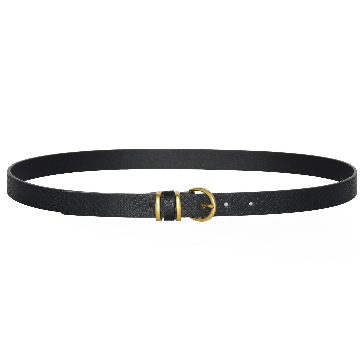 Ladies' Textured Snake Look Belt with Gold Hardware