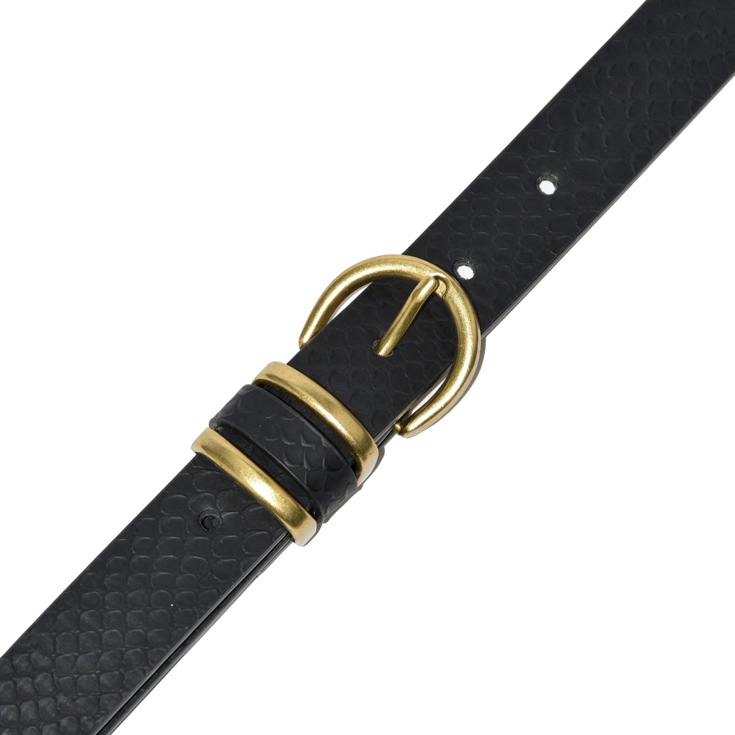 Ladies' Textured Snake Look Belt with Gold Hardware