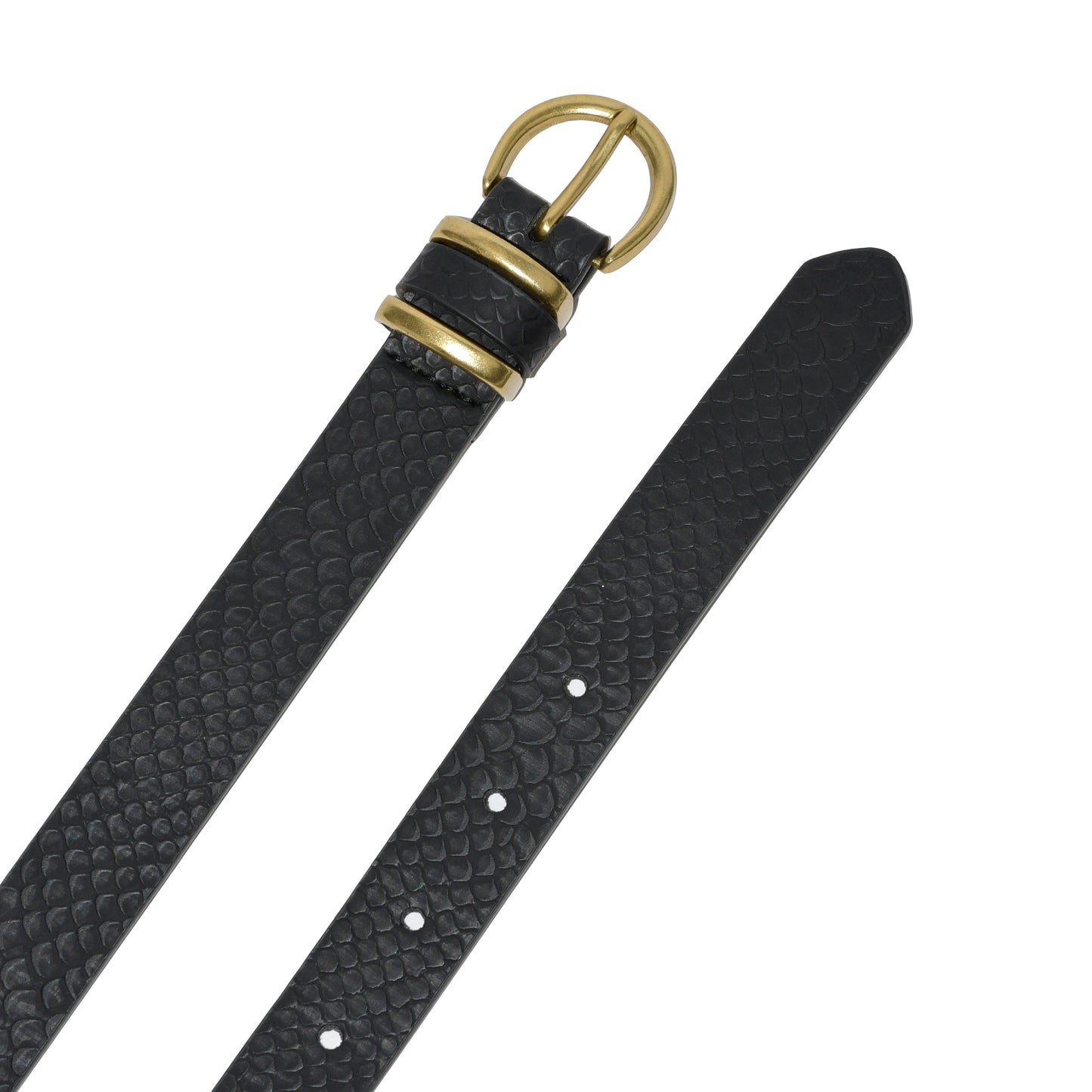 Ladies' Textured Snake Look Belt with Gold Hardware