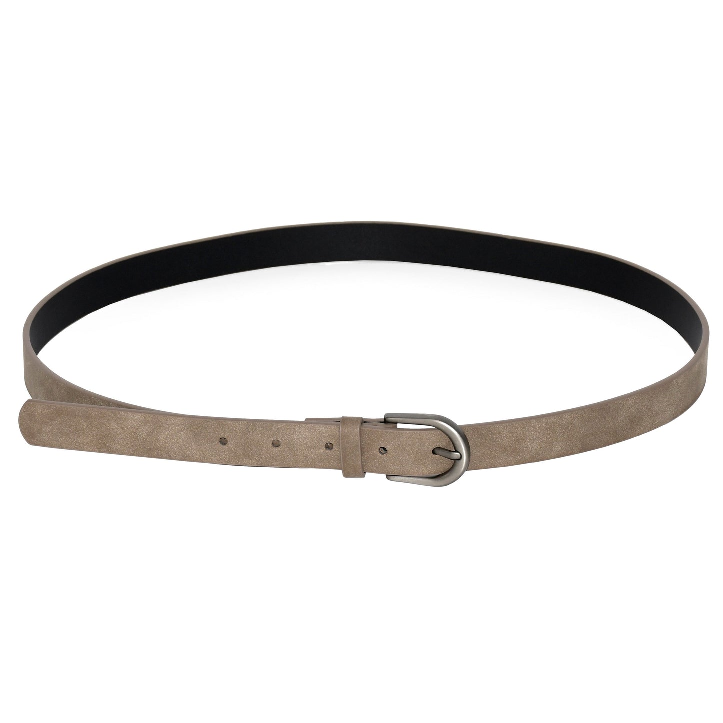 Ladies' Suede Like Finish Belt with Mate Round Gunmetal Buckle