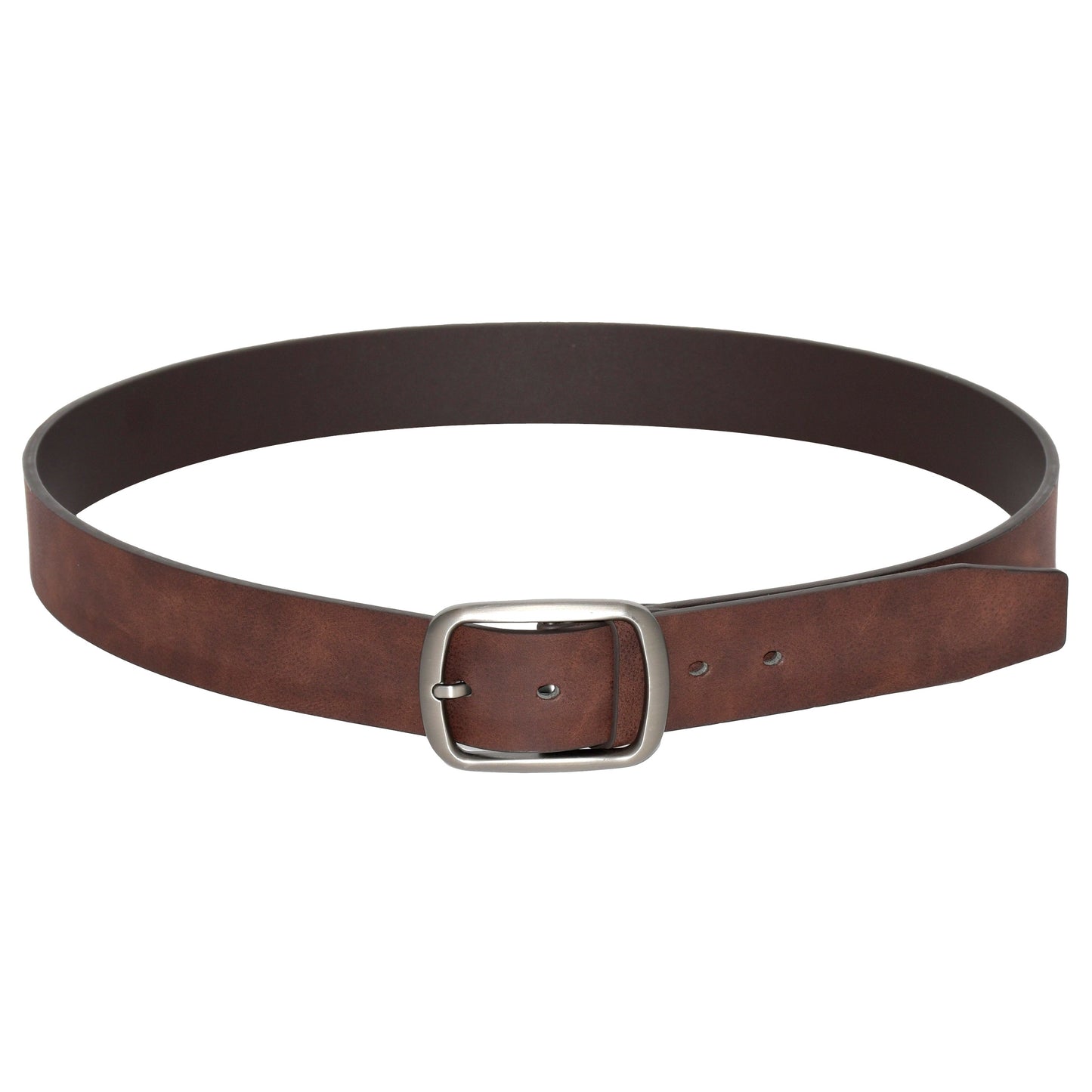 Men's Smooth Finish Belt with Brushed Nickel Oval Buckle