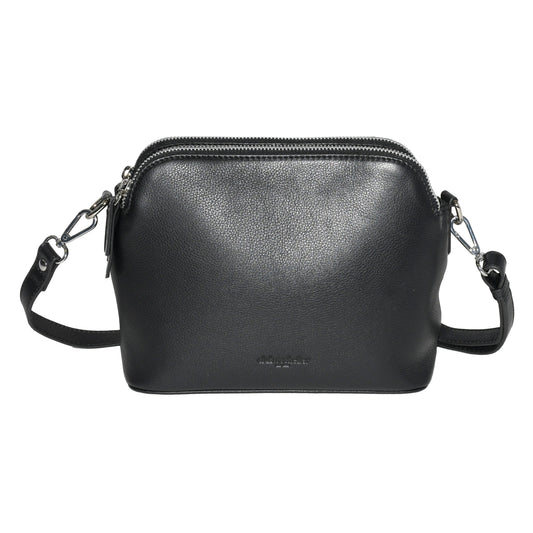Leather Double Zipper Crossbody Bag