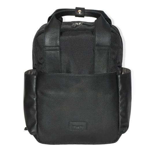 Leather Backpack with Double Handles and Multi Pockets