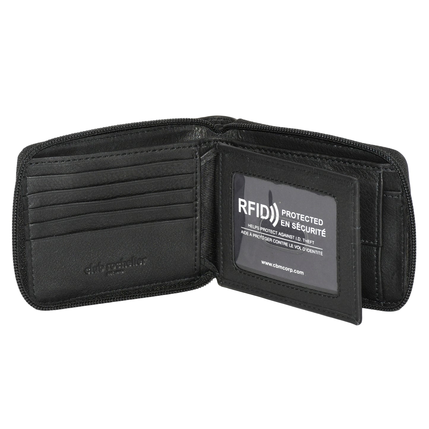 Men's Leather Zip Around Billfold Wallet