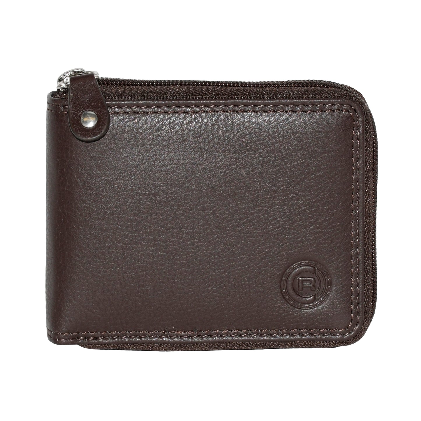 Men's Leather Zip Around Billfold Wallet