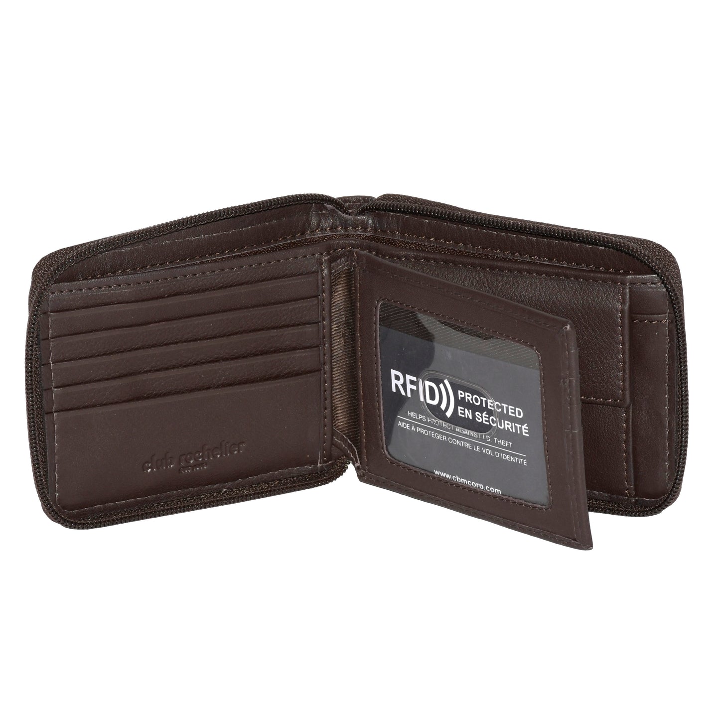 Men's Leather Zip Around Billfold Wallet