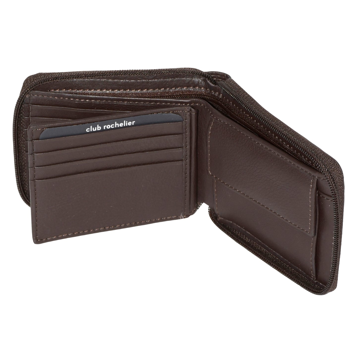 Men's Leather Zip Around Billfold Wallet