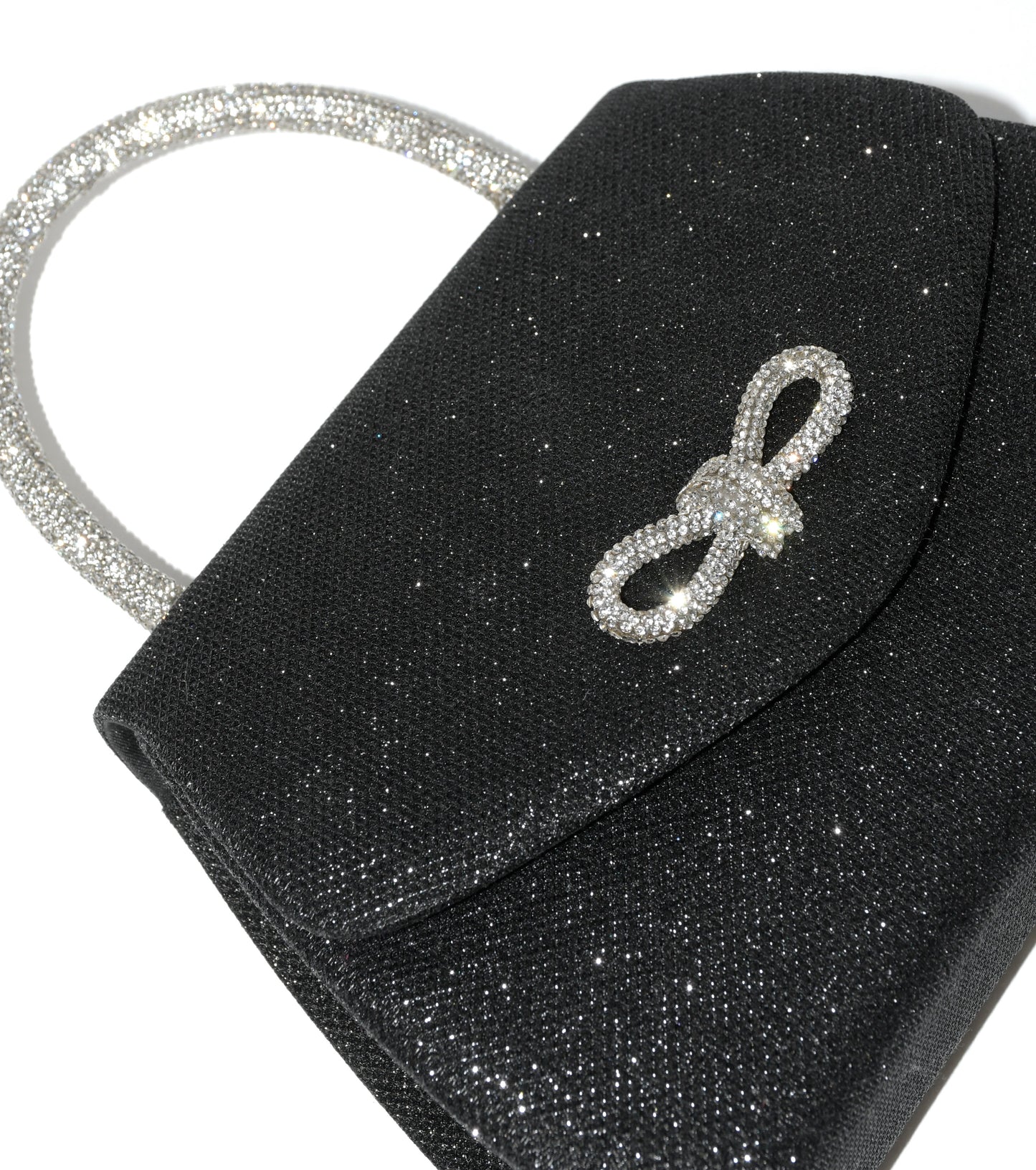 Evening Bag with Glitter Handle and Bow