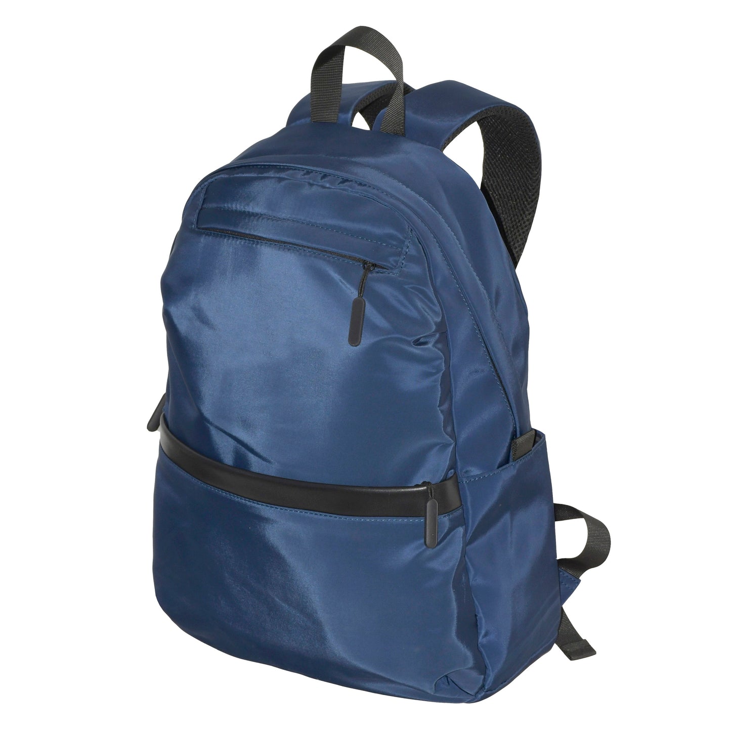 Mixed MateriaI Double Front Zip Pocket Backpack