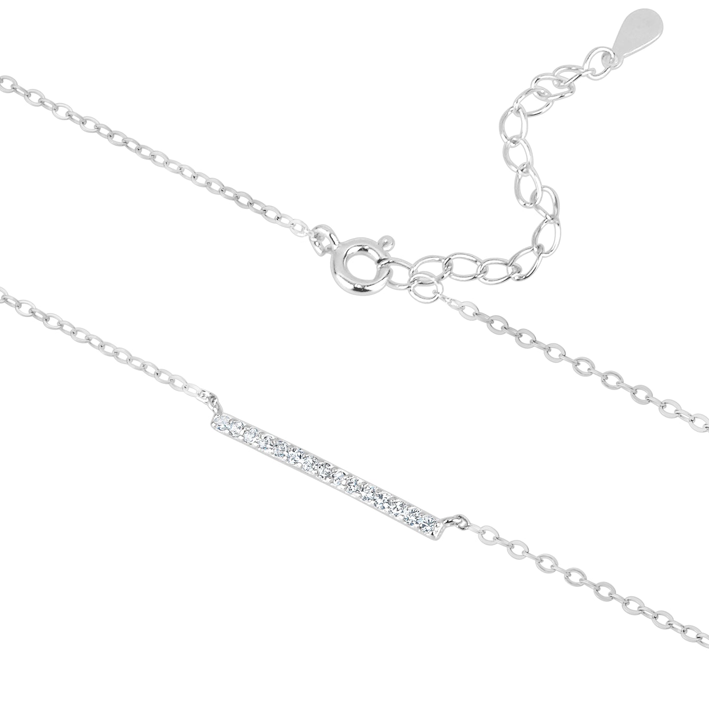 5A Cubic Zirconia Horizontal Bar Necklace