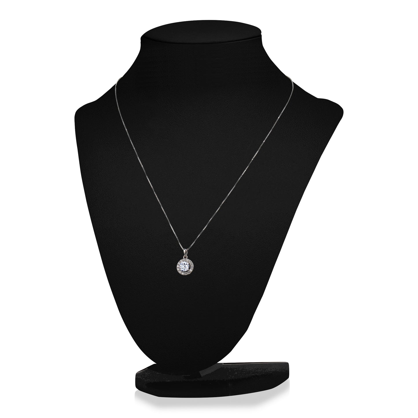 5A Cubic Zirconia Round Necklace and Halo Drop Earrings Set