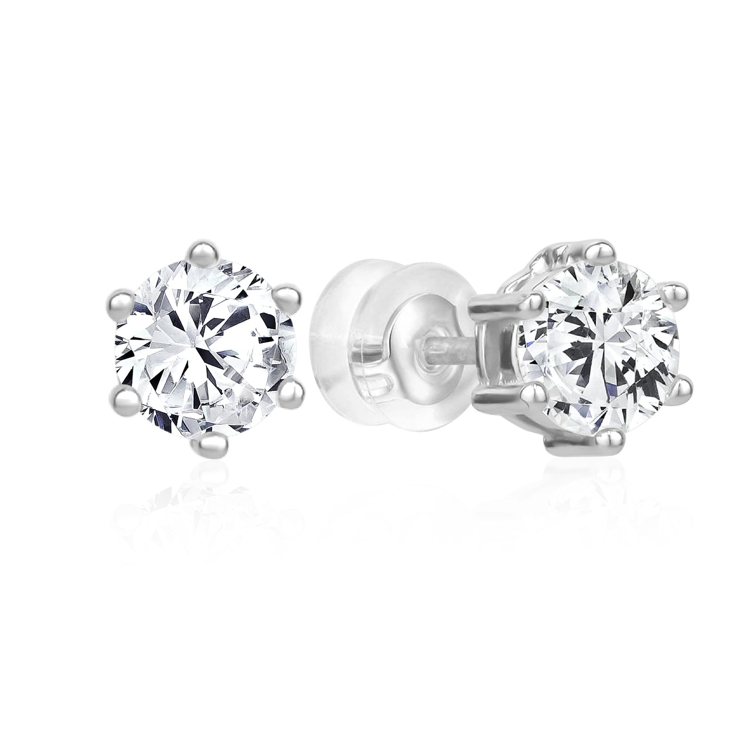 5A CUBIC ZIRCONIA 5 MM GEOMETRIC STUD EARRINGS