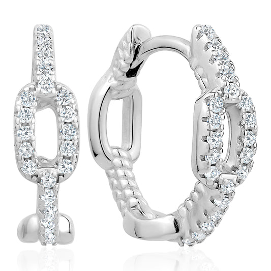 3A Cubic Zirconia Chain Link Loop Earrings