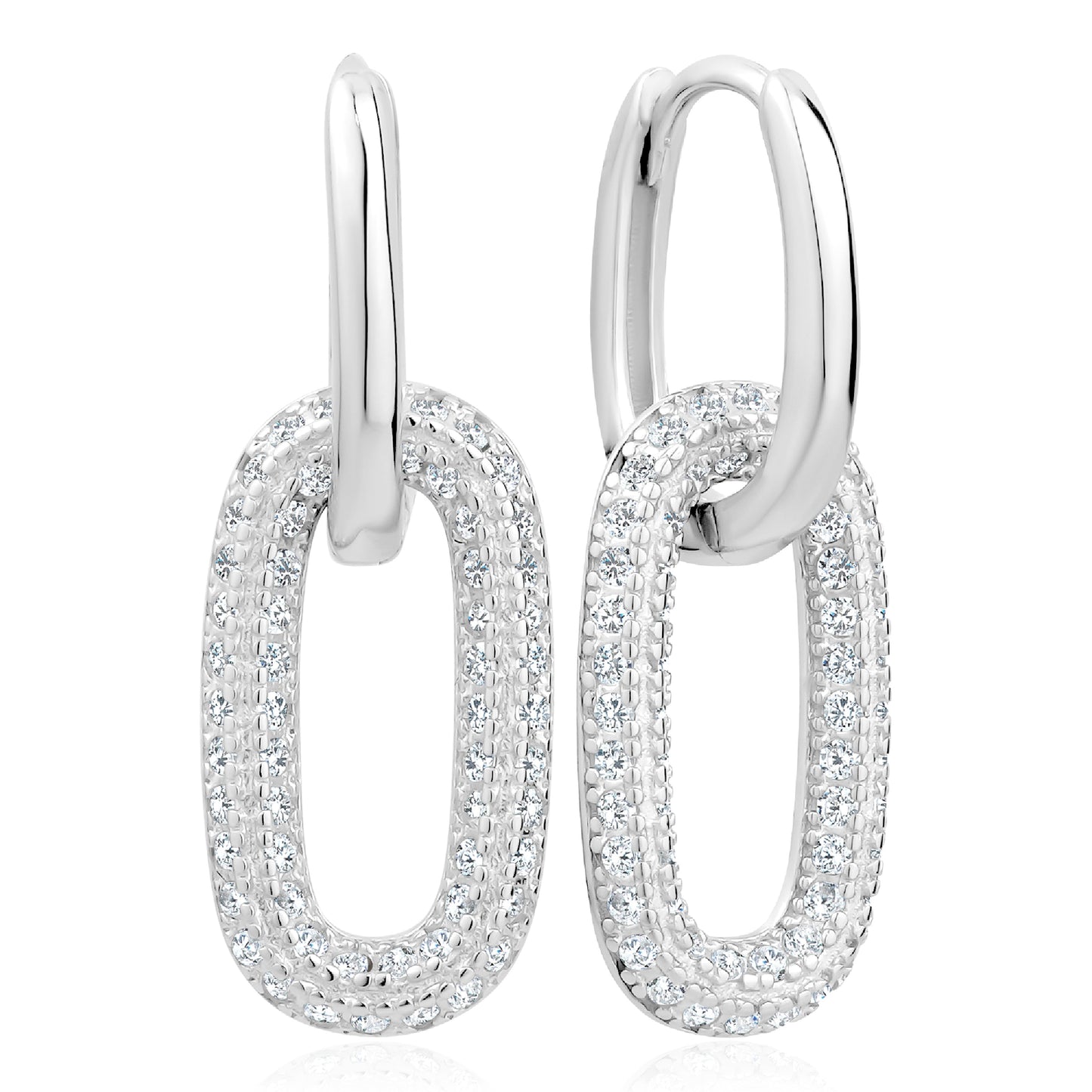 3A Cubic Zirconia Double Loop Earrings