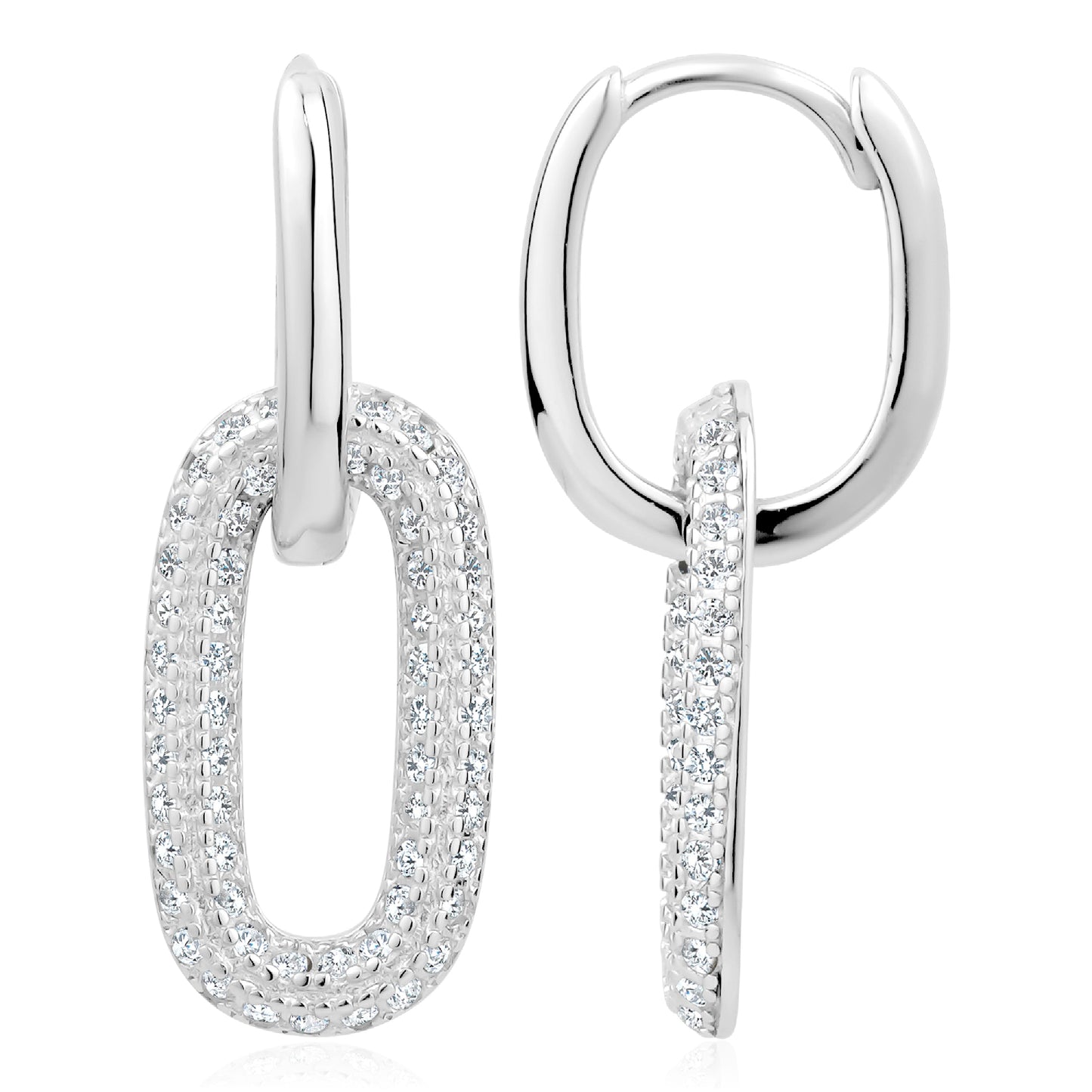 3A Cubic Zirconia Double Loop Earrings