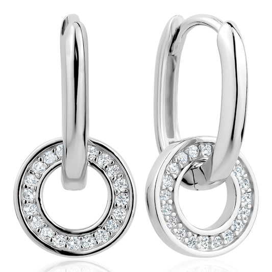 3A Cubic Zirconia Double Loop Earrings