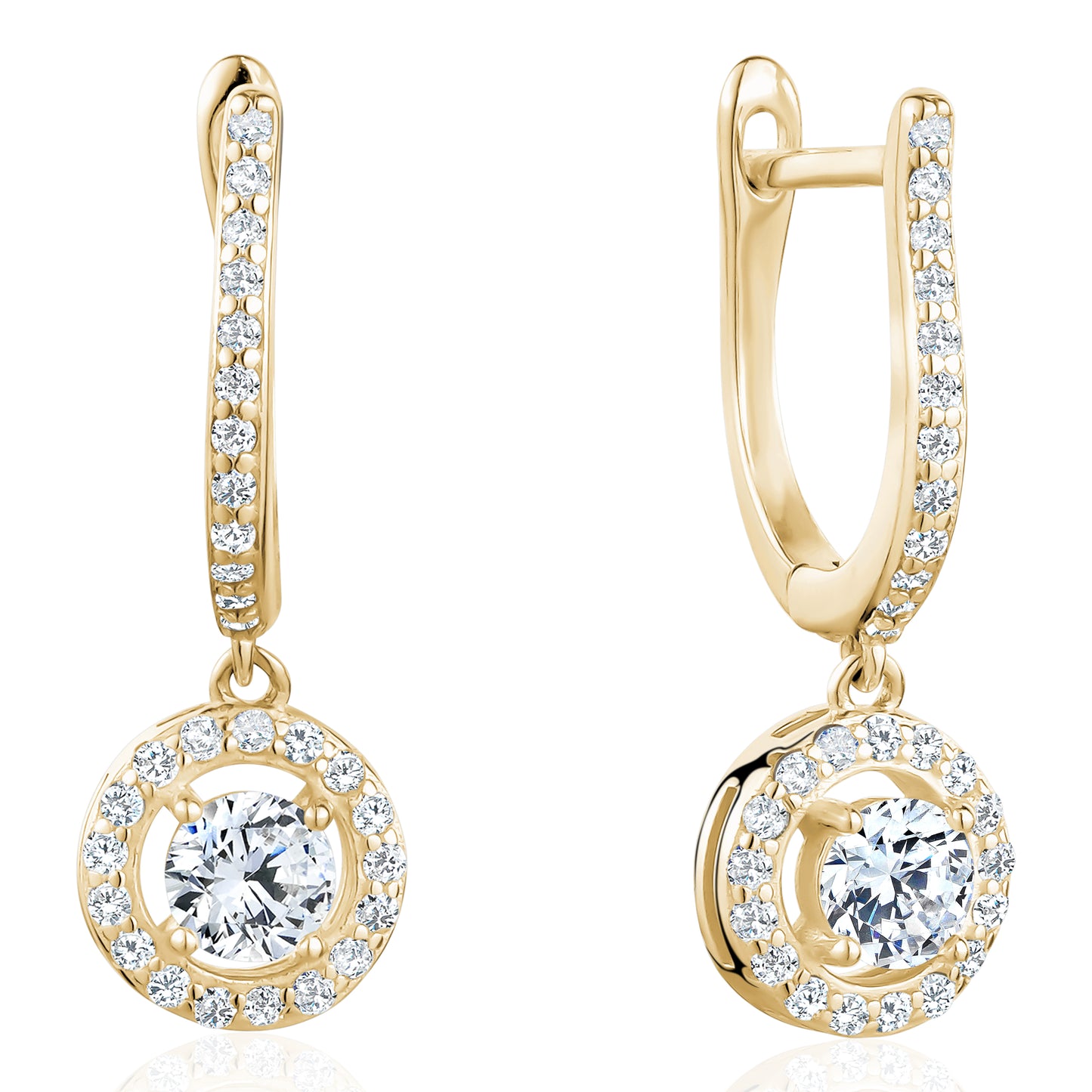 5A Cubic Zirconia Geometric Halo Drop Earrings