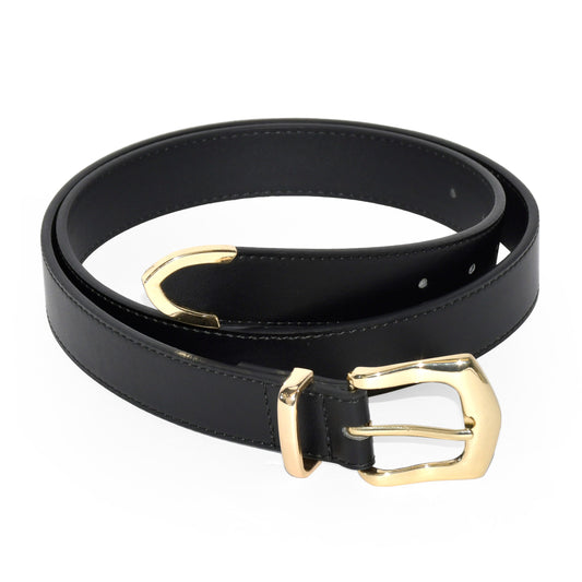 Ladies' Smooth Finish Belt with Gold Metal Tip Hardware