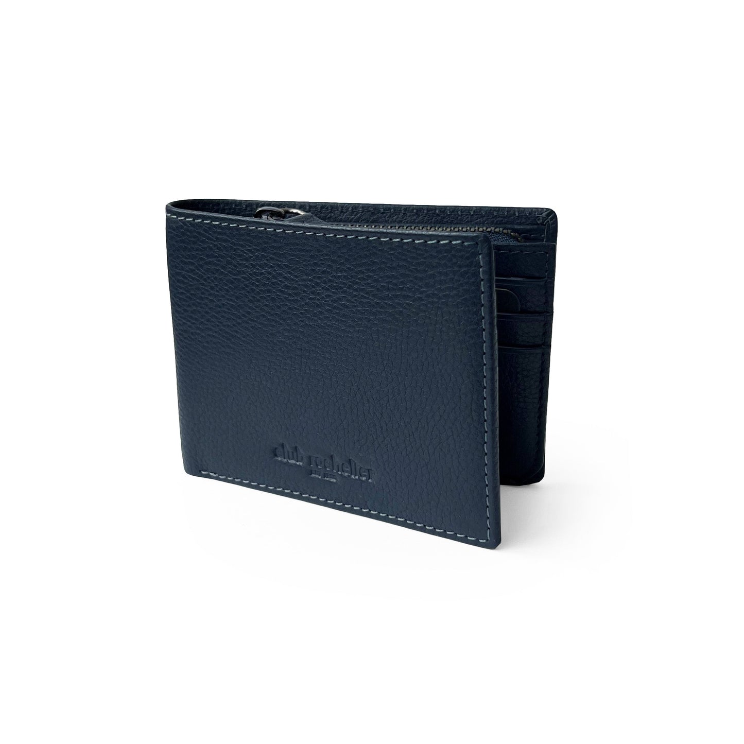 Men's Slim Full Leather Wallet with Zippered Pocket