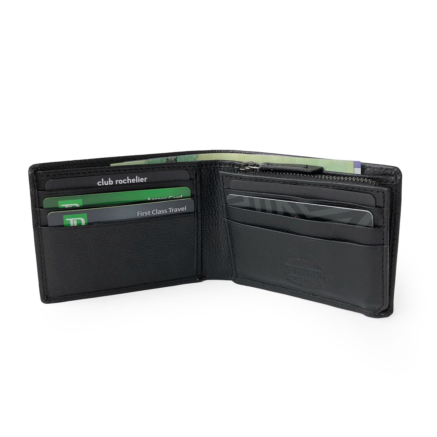 Men's Slim Full Leather Wallet with Zippered Pocket