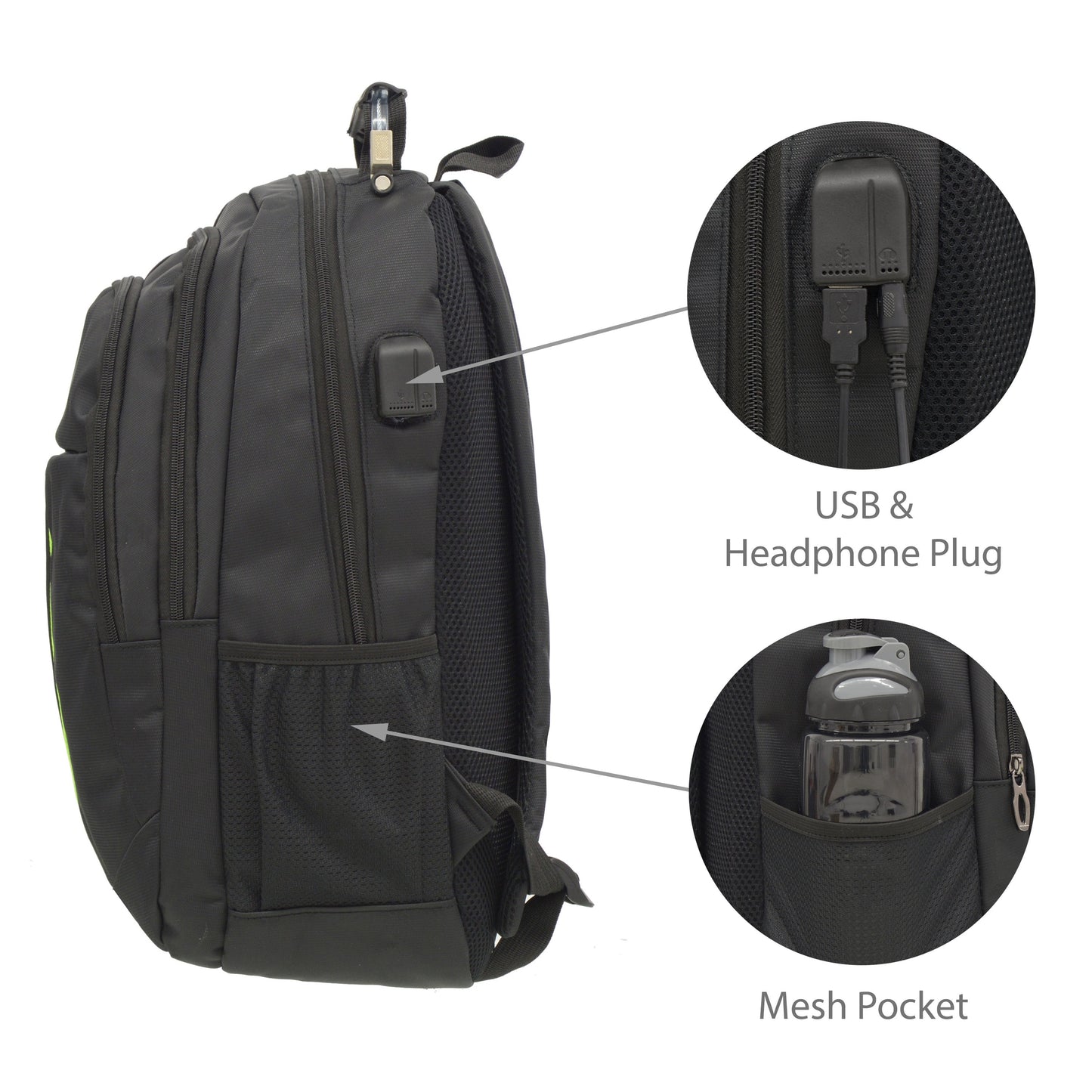 Oval Multi Pocket Backpack with USB