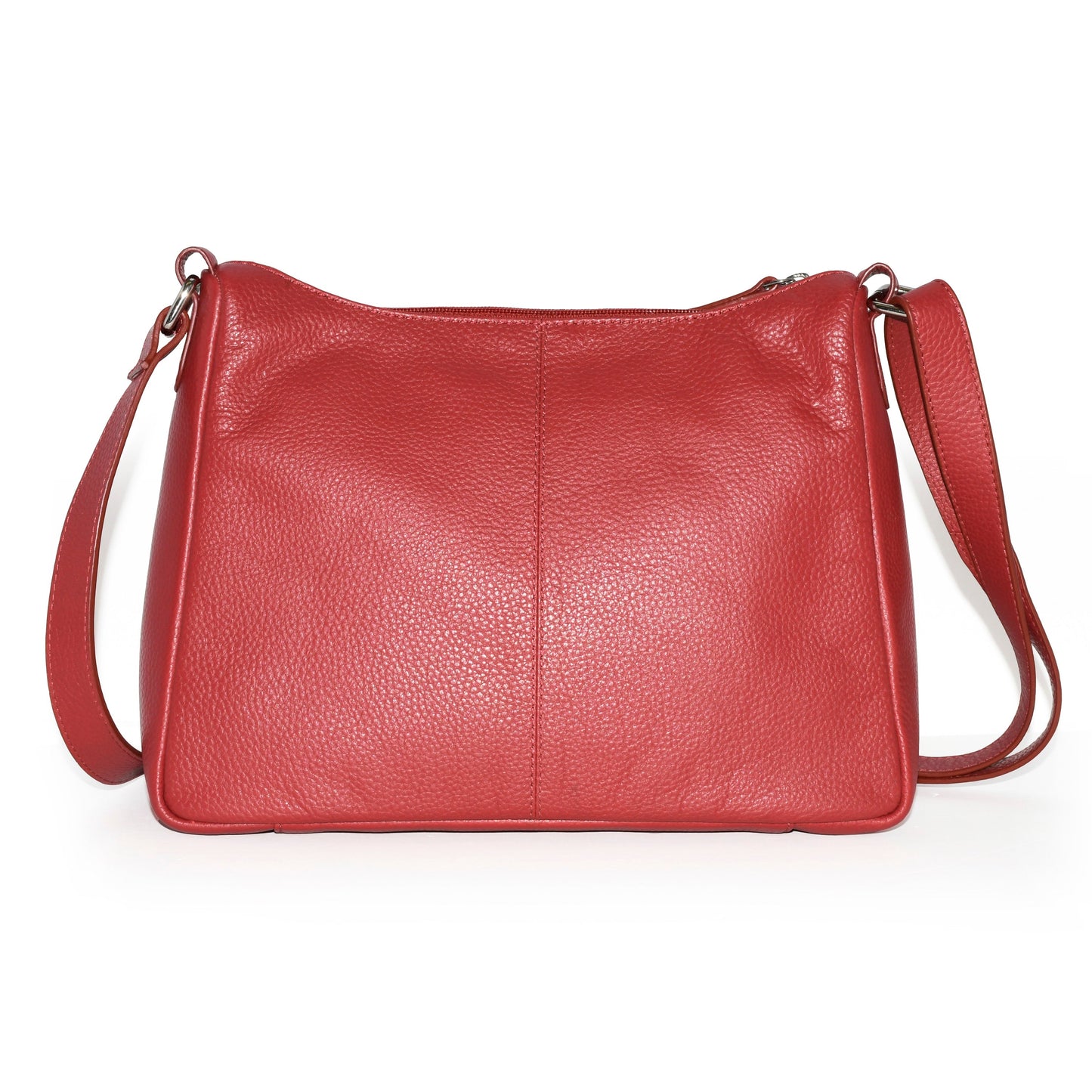 Ladies Leather Medium Multi Zip Crossbody Bag