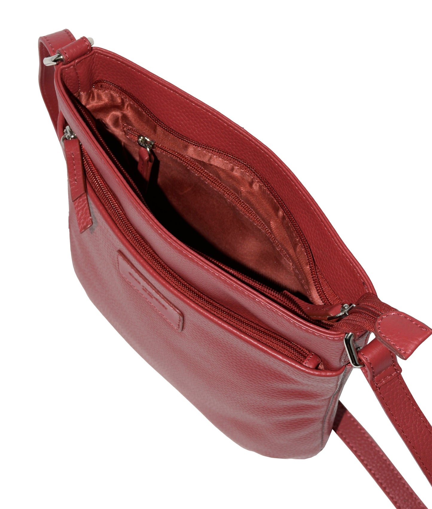 Ladies Leather Top Zipper Crossbody Bag