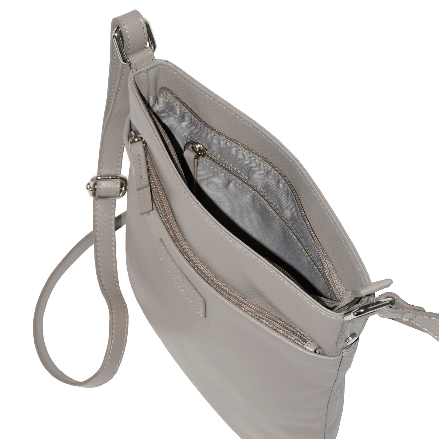 Ladies Leather Top Zipper Crossbody Bag