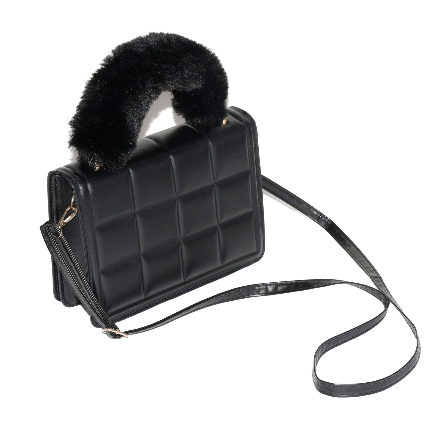 Ladies Handbag with Faux Fur Handle