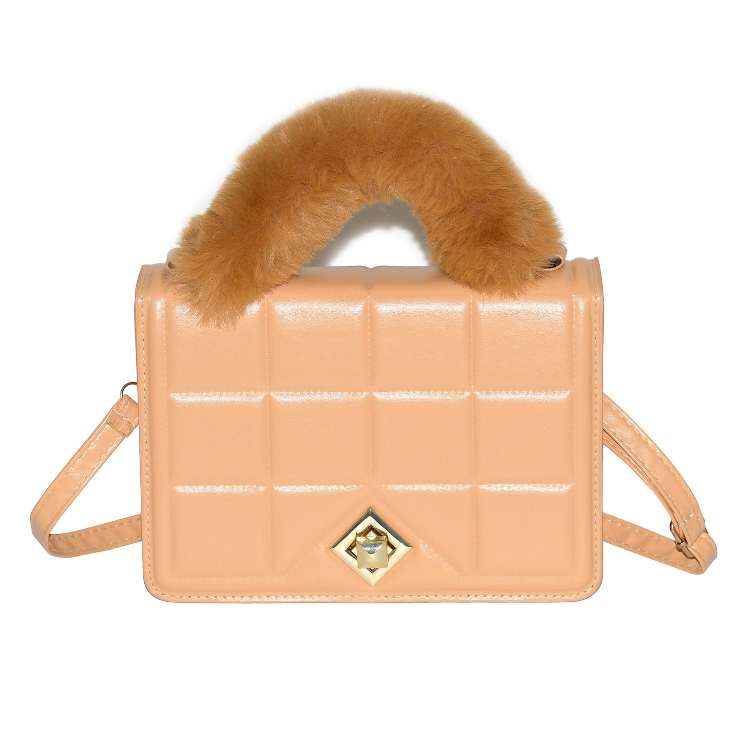 Ladies Handbag with Faux Fur Handle