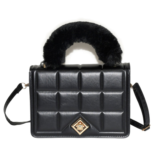 Ladies Handbag with Faux Fur Handle